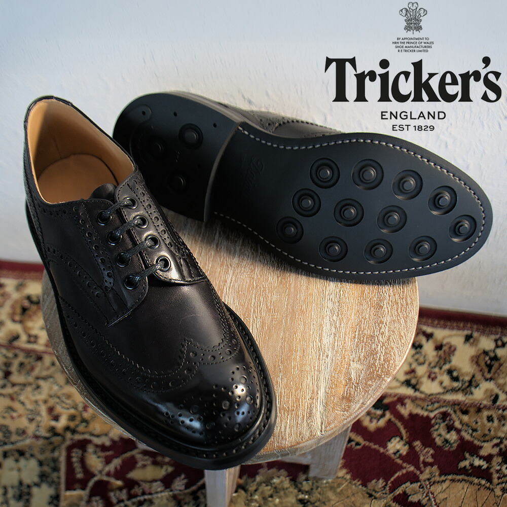 トリッカーズ TRICKER'S カントリーブーツ M5633 バートン メンズ ダイナイトソール ウィングチップ ブラック BLACK MUSEUM DERBY BROGUES【送料無料】