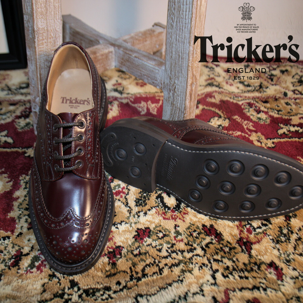 トリッカーズ TRICKER\u0027S カントリーブーツ M5633 バートン メンズ ダイナイトソール ウィングチップ バーガンディー BURGUNDY BOOKBINDER DERBY BROGUES【貨物輸送無料】