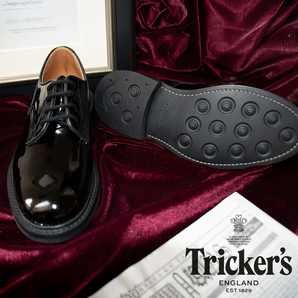 トリッカーズ TRICKER'S ドレスシューズ M5636 ウッドストック メンズ ダイナイトソール プレーントゥシューズ ブラック BLACK PATENT SUPER SHOES【送料無料】