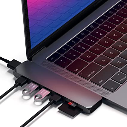 Satechi Type-C 軽銀 Proこしき 7-インチ-2 (間隔文字薄墨色) 多役立つことUSB-C界面 40Gbs PD, 4K HDMI, USB-A, micro/SD拡張スロット (MacBookPro/ Air2018以後相応う)