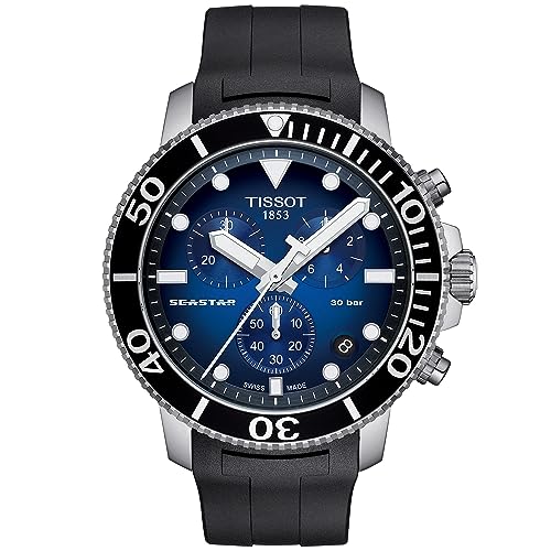 TISSOT(ティソ) ウオッチ メンズ TISSOT シースター 1000 クロノグラフ 青碧文字記号盤 天然ゴム三尺帯 T1204171704100  定め事インポート品
