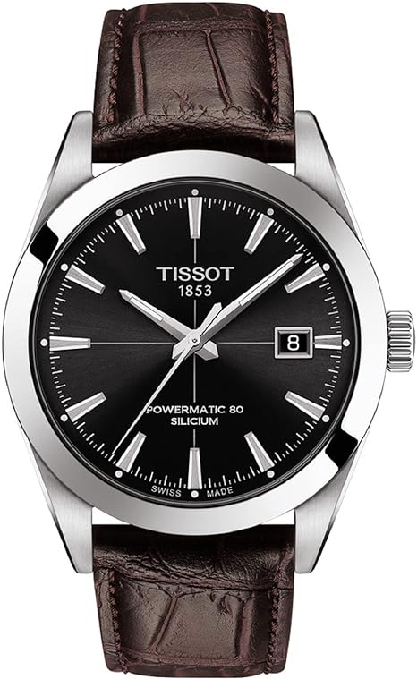 TISSOT(ティソ) ウオッチ メンズ TISSOT 士君子 オートマティック パワーマティック80 シリシウム 黒いこと文字記号盤 なめし革三尺帯 T1274071605101  定まりインポート品