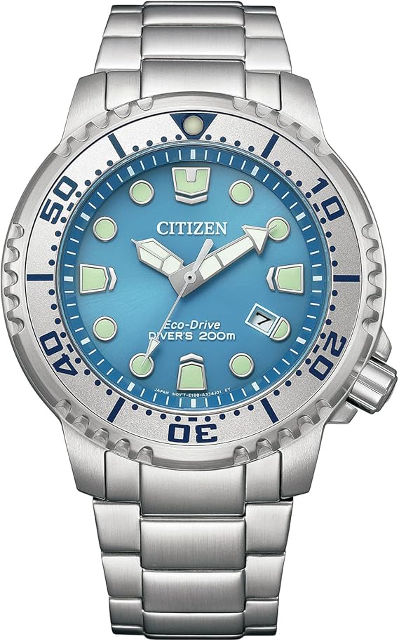 Citizen 腕時計 プロマスター エコ ドライブ ダイバーズウォッチ 防水 光発電エコ ドライブ MARINEシリーズ ダイバー200m アイスブルー 水色 BN0165-55L メンズ シルバー