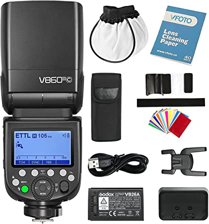 Godox定め事代わりになる店 Godox V860III-C 写真機閃光電球 TTL 2.4G GN60 5300K Speedlite HSS 1 / 8000s 高速道路同期調整 閃光電球 素早さ点火装置 2600mAh独居室付き添い人 10スピードモデリングライト付