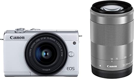 Canon ミラーレス一眼カメラ EOS M200 ダブルズームキット ホワイト EOSM200WH-WZK｜cloudstore 94,742円