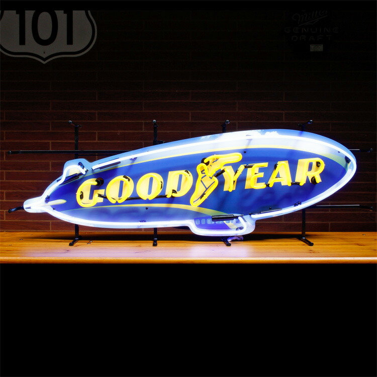 看板 ネオンサイン / グッドイヤー・ブリンプ GOODYEAR BLIMP 高さ35.5×横105.5×奥行き15cm （デザイン部サイズ：高さ×幅cm） GOOD YEARオフィシャルライセンス商品 ガレージ インテリア 電飾 店舗装飾 アメリカ雑貨