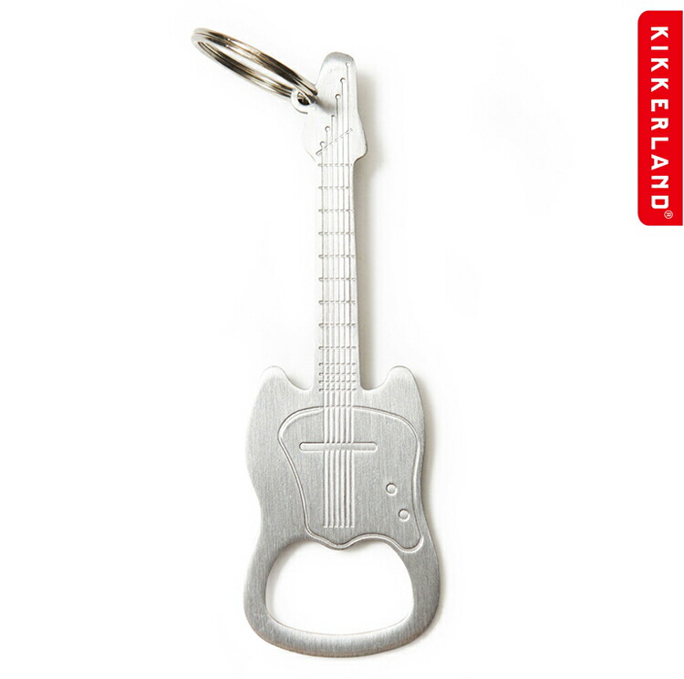 栓抜き KIKKERLAND Guitar Keychain Bottle Opener ギター キーチェーン ボトルオープナー ステンレススチール製 W3.2×D0.2×H10.8cm キーホルダー 持ち運び キッカーランド画像