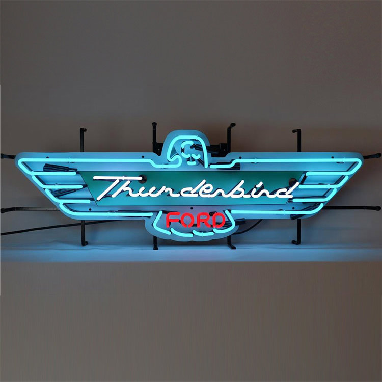 看板 ネオンサイン / FORD Thumnderbird フォード サンダーバード 高さ35.5×横101×奥行き10cm オフィシャルライセンス商品 ガレージ インテリア 電飾 店舗装飾 アメリカ雑貨