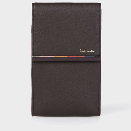 輝く高品質な ポールスミス モバイルケース レイヤードストライプ ダークブラウン Paul Smith ポール スミス クローバーリーフ 新しい到着 Atsu Edu Ge