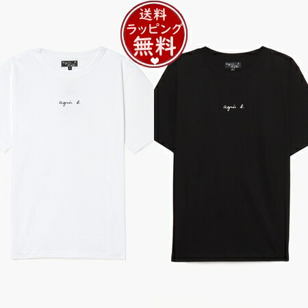 「agnes b.」 半袖Tシャツ X-SMALL ブラック×ホワイト レディース 2枚大特価 agnes b レディース LOGO Tシャツ アニエスベー 半袖T