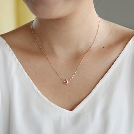 楽天市場 ヨンドシー ネックレス 7月誕生石 ルビー オープンハート シルバー ピンクゴールド 4 レディース ジュエリー クローバーリーフ