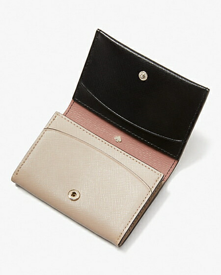 ケイトスペードkatespadeスペンサーバイフォールドカードホルダーWARMBEIGE/BLACK