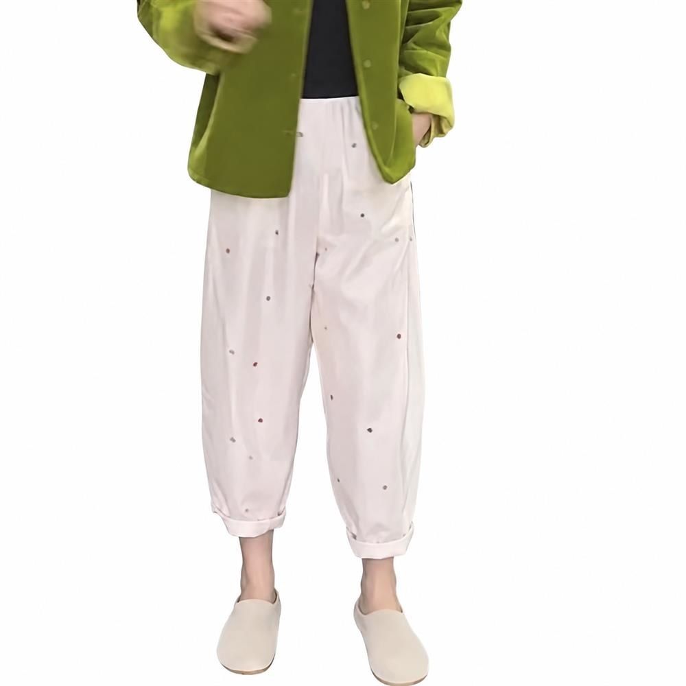 サルエルパンツ レディース クロップドパンツ 体型カバー ゆったり バルーンパンツ イージーパンツ 九分丈 ウエストゴム 薄手 とろみ感 ハート柄 大人可愛い カジュアル ボ ルームウェア 大きいサイ|Clover Rainbow