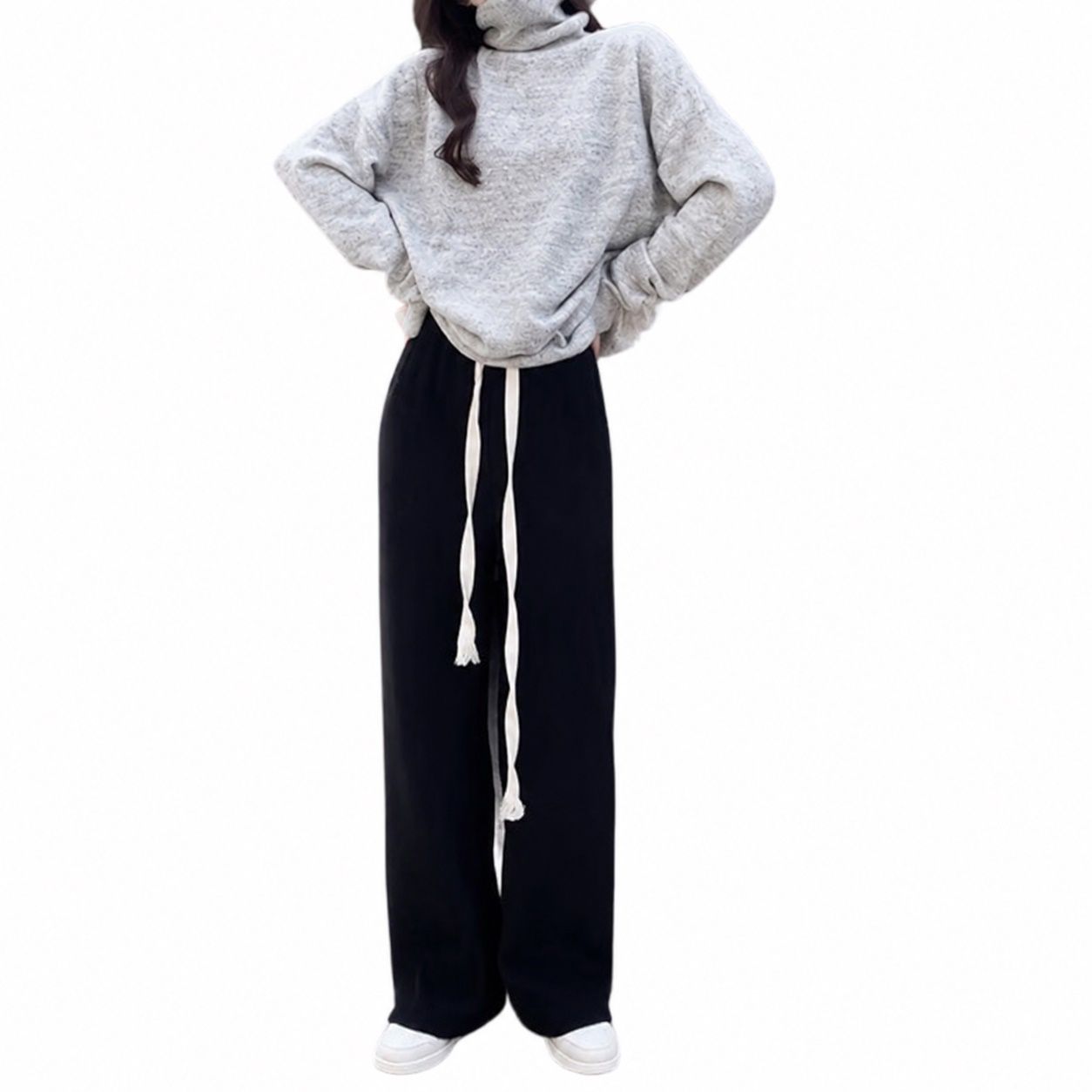 ワイドパンツ レディース ストレートパンツ ハイウエスト ウエストゴム コーデュロイ リブパンツ ストレッチ 落ち感 体型カバー 着痩せ 大人可愛い カジュアル 部屋着 ワンマイルウェア ロング丈 ボ|Clover Rainbow