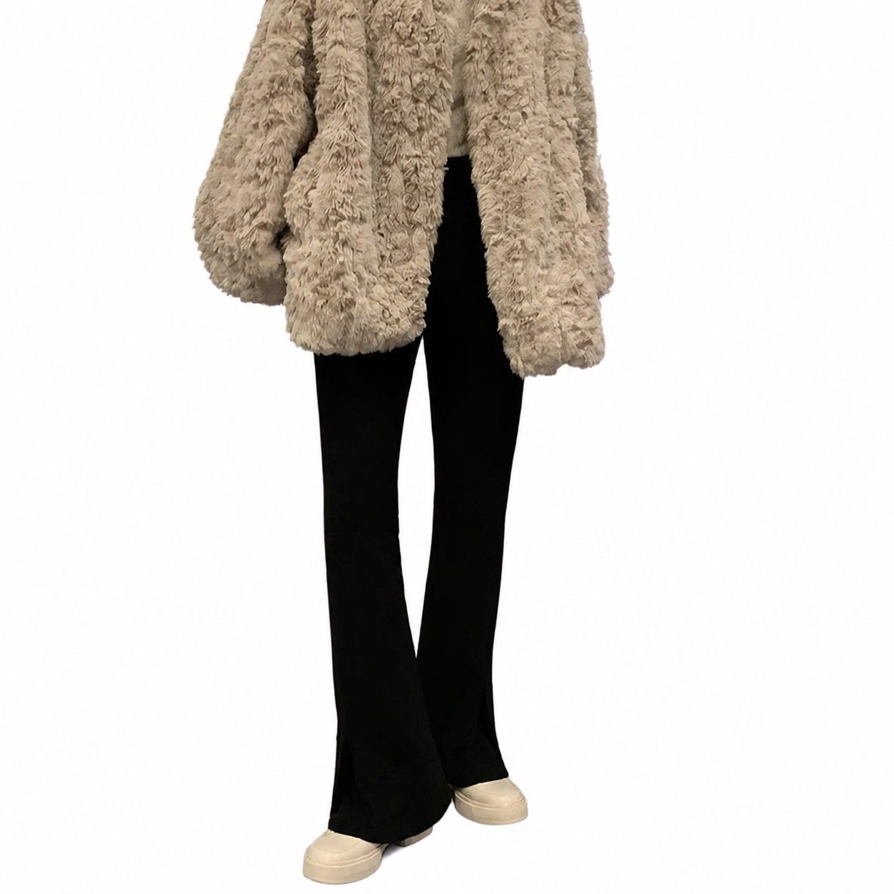 ワイドパンツ レディース ストレートパンツ 裾スリット リブパンツ 美脚 脚長 縦ライン 着痩せ 体型カバー ストレッチ 伸びる カジュアル 通勤 きれいめ 春 夏 秋 冬 大人 無地 シンプル オフ｜Clover Rainbow