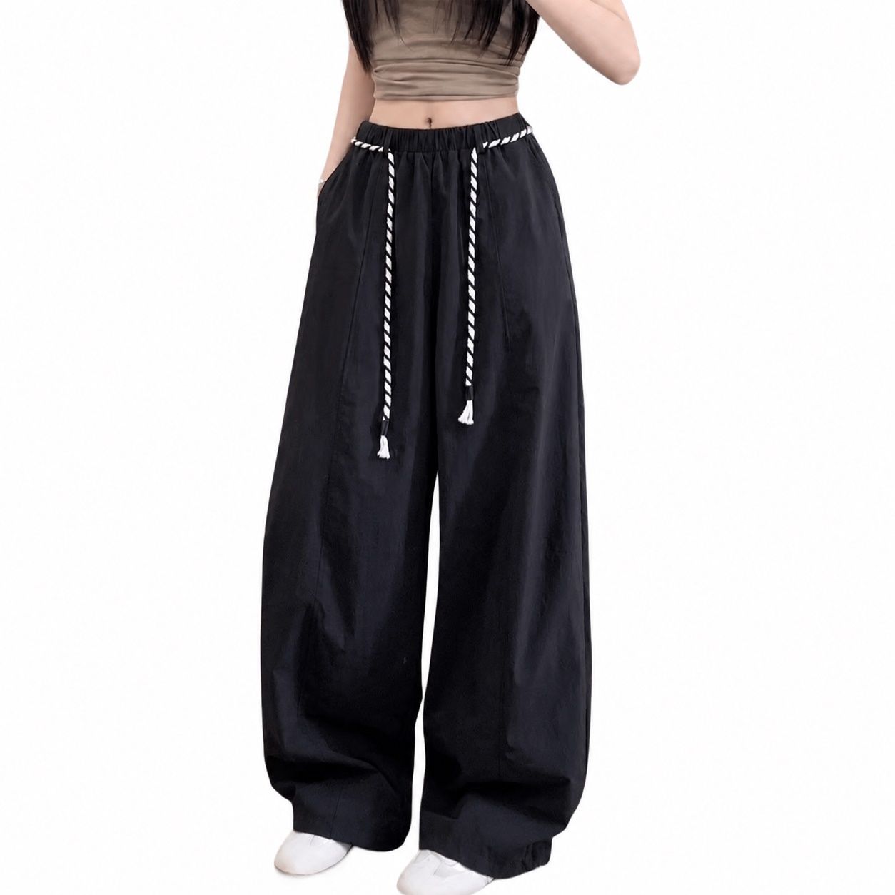 ワイドパンツ レディース スウェットパンツ 裾ドロスト バギーパンツ ハイウエスト ゆったり 体型カバー こなれ感 ロングパンツ カジュアル ストリート系 アメカジ ズボン 春 夏 秋 無地 シンプル｜Clover Rainbow 8,798円
