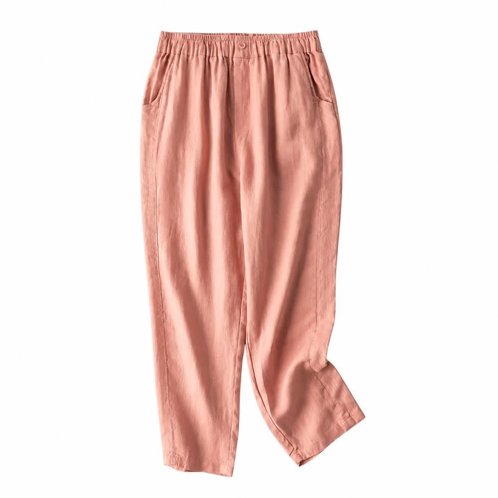 テーパードパンツ レディース 夏 クロップドパンツ 綿麻 美脚 ゆったり サルエルパンツ ウエストゴム リネン 涼しい 体型カバー 九分丈 カジュアル 薄手｜Clover Rainbow