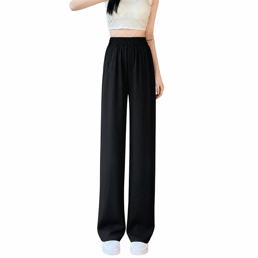 ワイドパンツ レディース 夏 接触冷感 イージーパンツ ストレート スラックス ハイウエスト パンツ 落ち感 さらさら 涼しい 脚長 体型カバー ロングパンツ きれいめ ウエストゴム 薄手 ゆったり|Clover Rainbow
