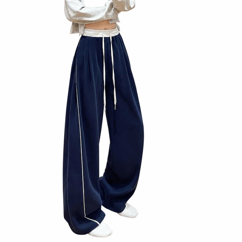 スウェットパンツ レディース ワイドパンツ サイドライン ハイウエスト 美脚 ウエストゴム ゆったり ルームウェア 体型カバー カジュアル|Clover Rainbow