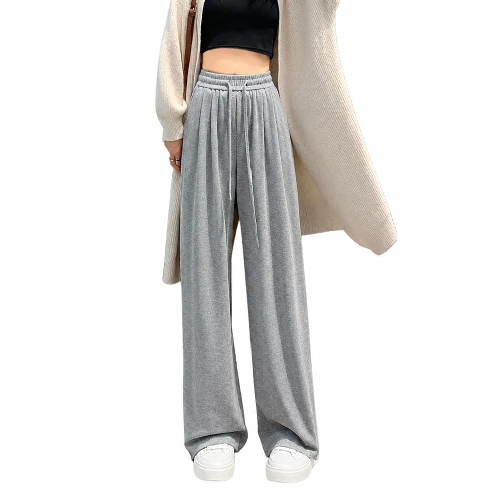 ワイドパンツ レディース 春 夏 秋 スウェットパンツ ストレート 接触冷感 ひんやり もっちり 落ち感 ウエストゴム ドローコード ハイウエスト 体型カバー 美脚 ロングパンツ ルームウェア 部屋着|Clover Rainbow