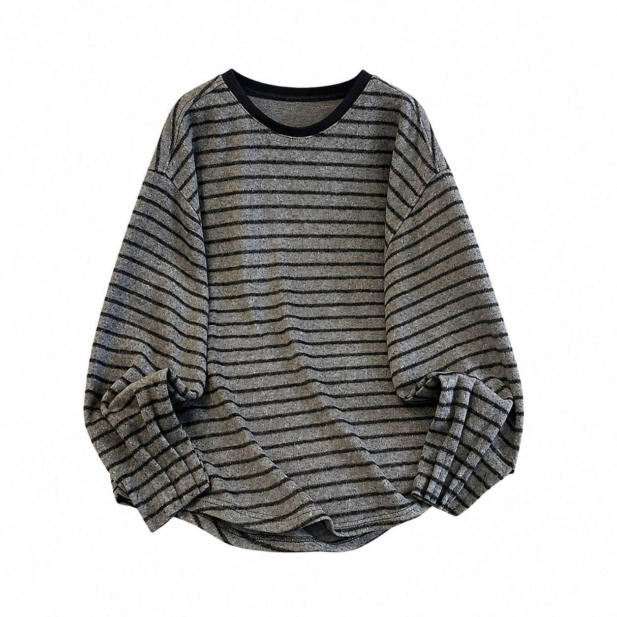 ボーダー Tシャツ 長袖 レディース トップス カットソー クルーネック ビッグシルエット ゆったり 体型カバー 着痩せ あったか 微起毛 伸縮性 カジュアル 春 秋 冬 大人可愛い シンプル 部屋着｜Clover Rainbow 7,498円