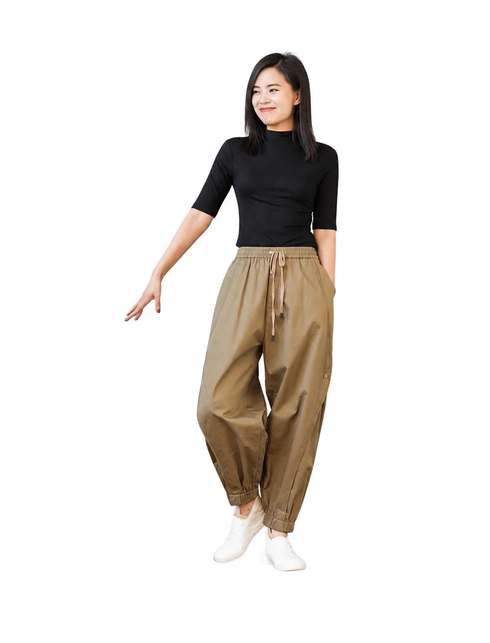 カーゴパンツ レディース ワイドパンツ ゆったり 楽ちん ウエストゴム 裾ゴム 紐付き カジュアル 大きいサイズ ロングパンツ サルエルパンツ 運動着 部屋着｜Clover Rainbow