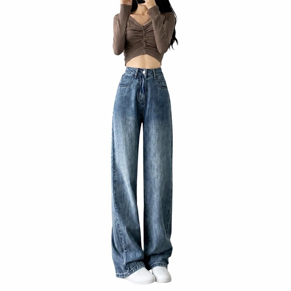 ワイドパンツ レディース デニム ハイウエスト ジーンズ ストレート デニムパンツ ロングパンツ 美脚 脚長効果 体型カバー ゆったり カジュアル おしゃれ こなれ感 春 夏 秋 冬 通学 通勤 ボト|Clover Rainbow