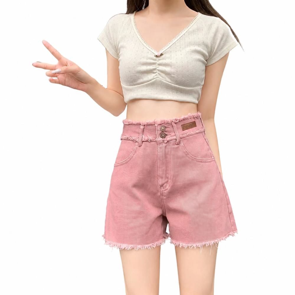 ショートパンツ レディース デニム ハイウエスト 美脚 ショート丈 ホットパンツ ボトムス ダメージ ジーンズ カットオフ ゆったり ジーパン カジュアル フリンジ 体型カバー 着痩せ おしゃれ 夏｜Clover Rainbow