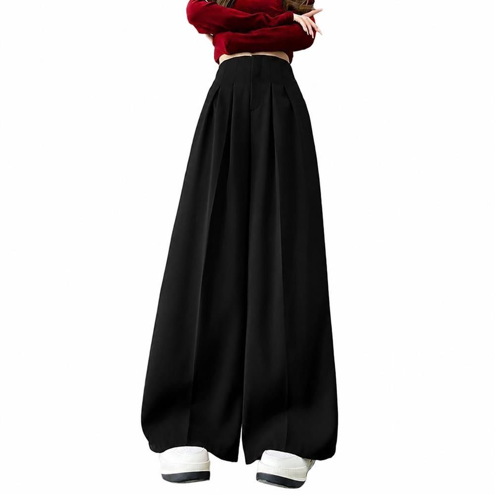ワイドパンツ レディース スラックス ハイウエスト タックパンツ 美脚 脚長 センタープレス 落ち感 ストレート 体型カバー ゆったり 着痩せ カジュアル オフィス｜Clover Rainbow 14,509円