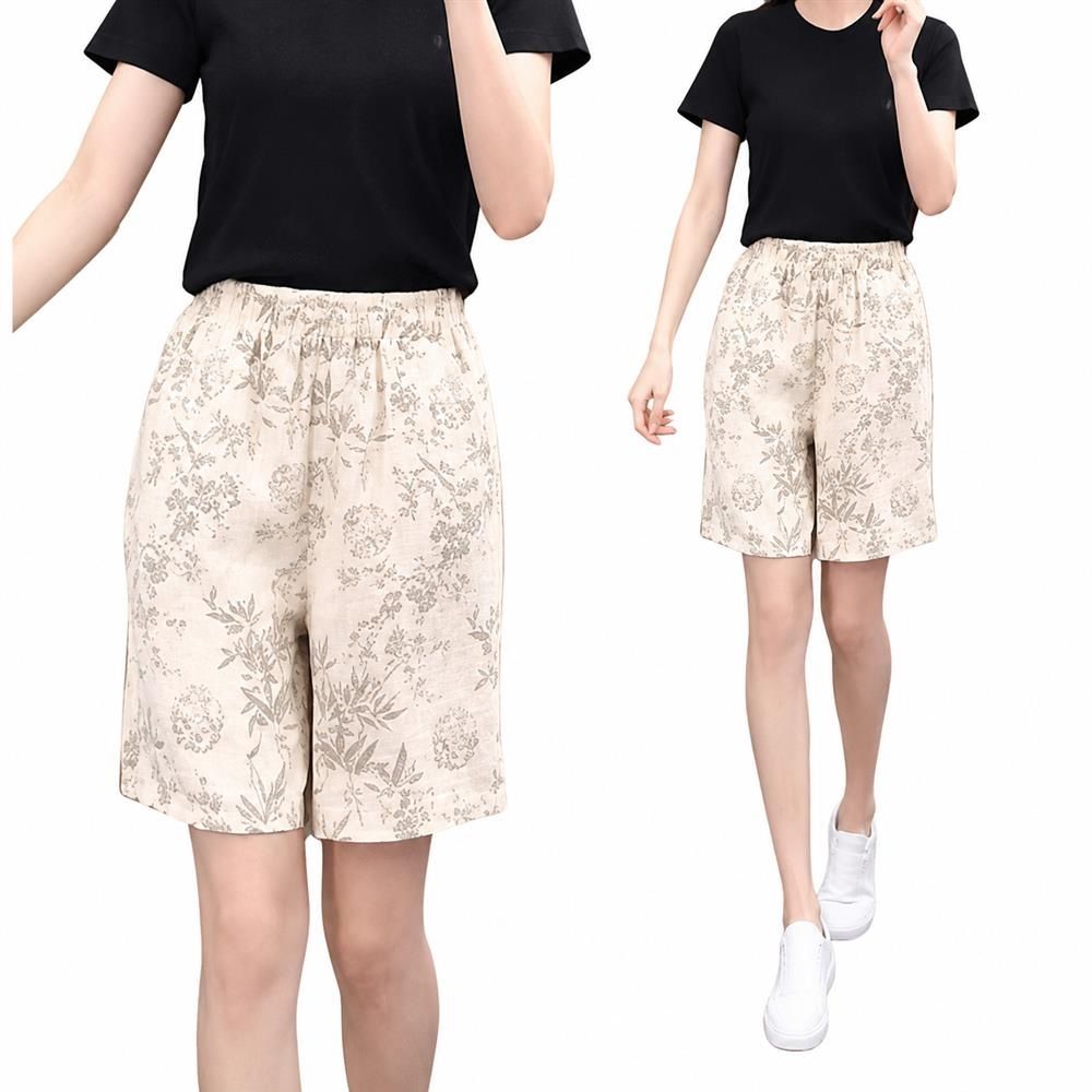 ハーフパンツ レディース 五分丈 ワイドパンツ 中華風 ショートパンツ 涼しい ウエストゴム ゆったり 薄手 ひざ丈 ボ 体型カバー 着痩せ ジャガード 花柄 アジアン エスニック 夏|Clover Rainbow