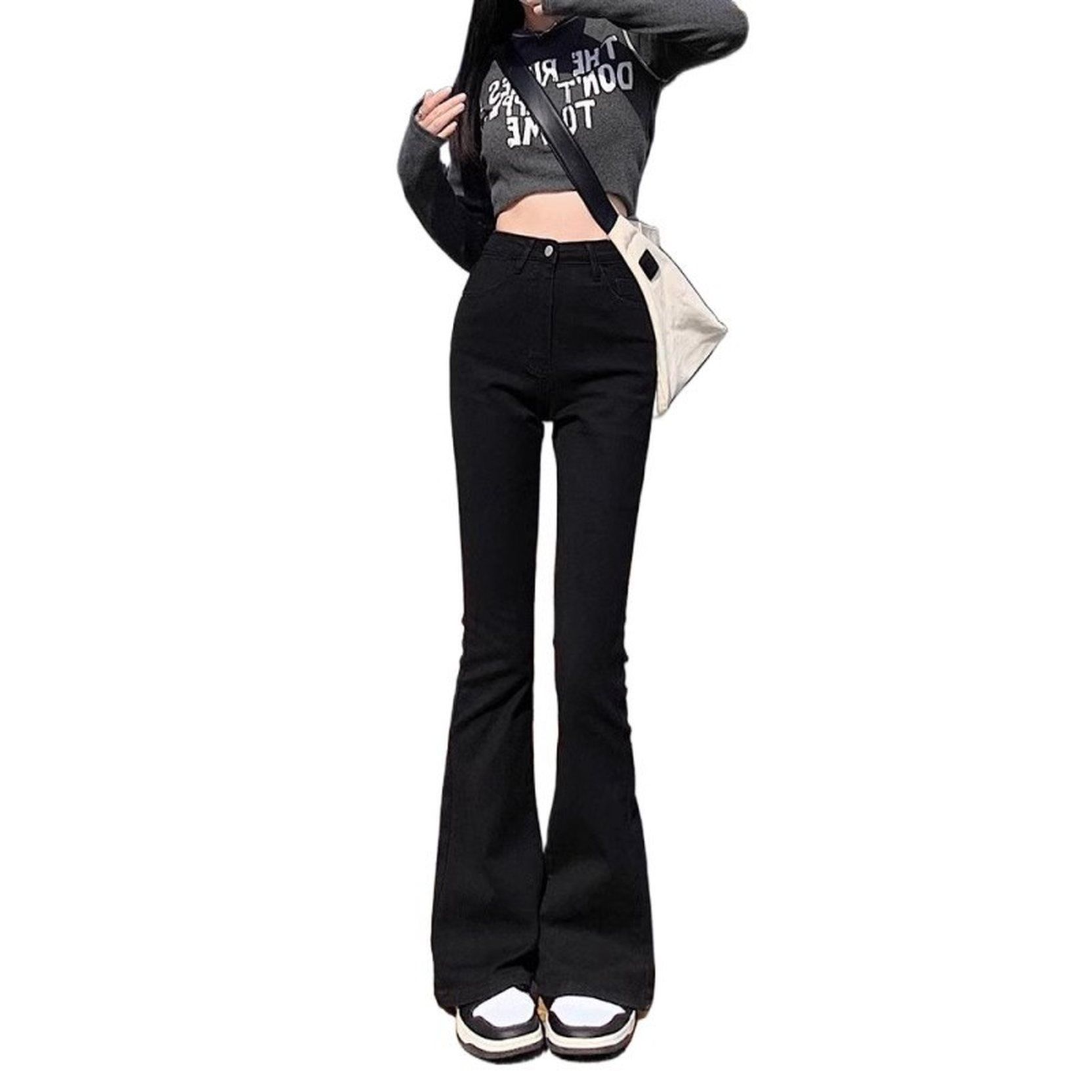 デニムパンツ レディース ハイウエスト ブーツカット 美脚 ジーンズ ベルボトム ロング丈 ストレッチ 脚長効果 着痩せ 体型カバー カジュアル ジーパン 伸縮性 スリム 細見え 通勤 通学 春 夏｜Clover Rainbow 9,836円