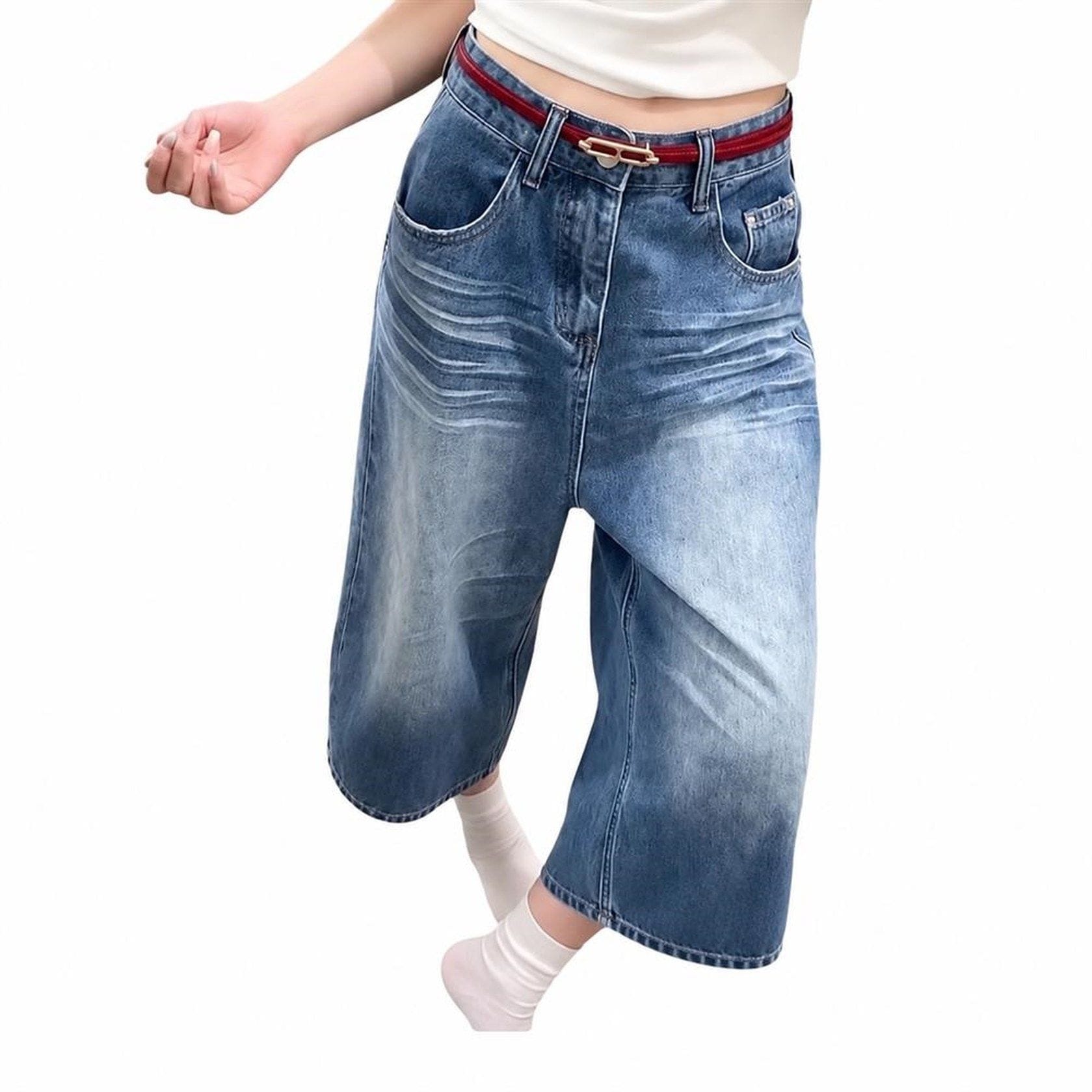 クロップドパンツ デニム レディース ジーンズ 七分丈 ハイウエスト ワイドパンツ 美脚 着痩せ 体型カバー 薄手 ジーパン カジュアル 夏｜Clover Rainbow