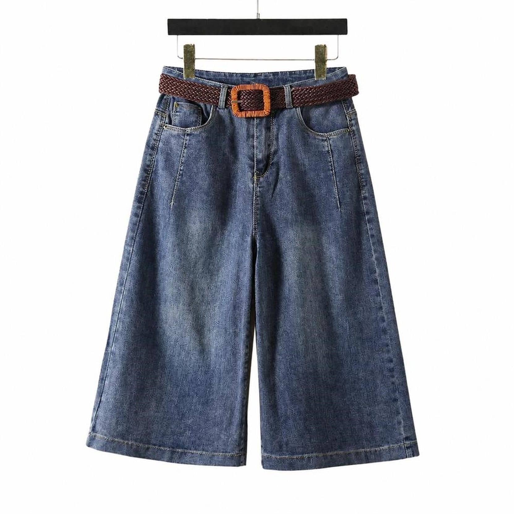 デニムハーフパンツ レディース ワイドパンツ キュロット ガウチョパンツ ジーンズ ボトムス ゆったり ハイウエスト 着痩せ 体型カバー カジュアル お出かけ 旅行 春夏|Clover Rainbow