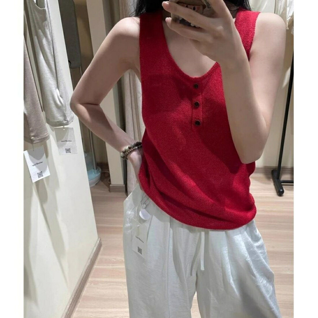 編み物貯蔵タンクいの一番 レディース ノースリーブ 朱夏編み物 名取り草付き添い人 ラウンドのど首 ゆったり 着痩せ 体型取りまかなう 薄っぺら トップス 冷やりとした 心地好い はだ着 重ね着 夏服 今めかしい 無地 シンプ