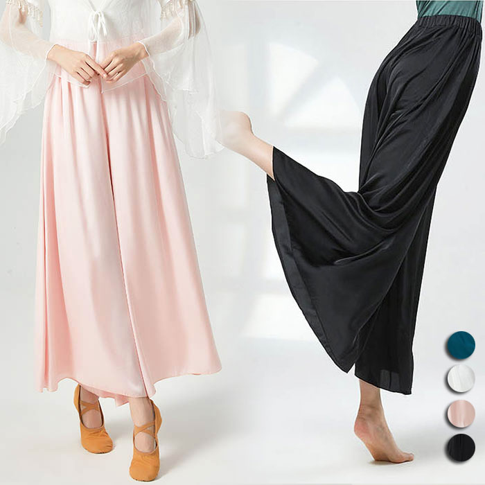 ダンス パンツ 古典ダンスパンツ ダンス ボトムス モダンダンス ガウチョパンツ 練功服 ワイドパンツ レディース 光沢感ダンスパンツ 4色 エレガント バレエ 社交ダンス ダンス衣装 ステージ衣装 お揃い 美脚 練習着 体型カバー ウエストゴム 柔らかい カジュアル おしゃれ画像