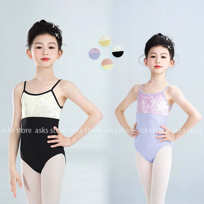 送料無料 子ども バレエ レオタード キッズ 子供 ダンス衣装 ジュニア キャミソール スカートなし 練功服 シンプル 配色 ベロア 背中空き ストレッチ 伸縮 おしゃれ 練習着 レッスンウェア バレエ 新体操 発表会 文化祭 ステージ衣装 演出服 バレエ用品 団体お揃い かわいい画像