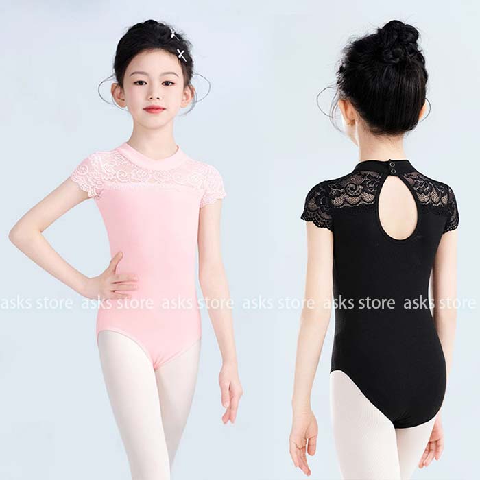 バレエレオタード キッズ ダンス衣装 バレエ レオタード 花レース 背中空き 立ち襟 子ども 練功服 子供 ジュニア スカートなし シンプル 練習着 レッスンウェア 新体操 発表会 文化祭 ステージ衣装 演出服 バレエ用品 団体お揃い かわいい ストレッチ 伸縮性 おしゃれ画像