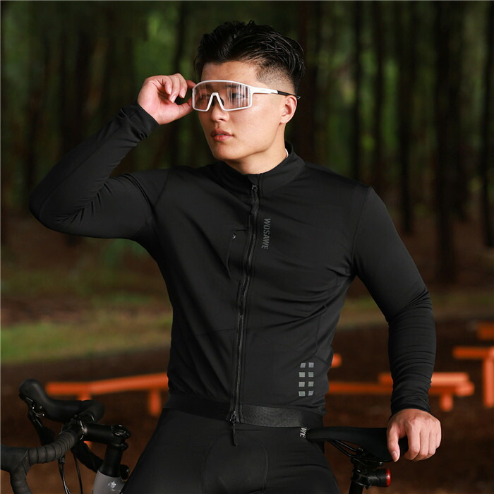 送料無料 サイクルジャージ メンズ 男性 長袖 防風 防寒 裏起毛 サイクルウェア サイクリングウェア ジャケット サイクルジャケット ロードバイク 前開き 自転車 秋 サイクリング 無地 春秋用 ジャージ 防水 通気性 スポーツウェア カジュアル
