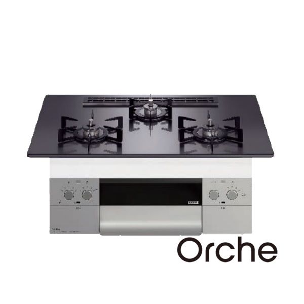☆商品券1000円付☆●♪ノーリツ ビルトインコンロ【N3WU2PWASQSTEC】Orche オルシェ S・FLAT 75cmタイプ ブラックパールガラストップ ブラックホーローごとく 3口|家電と住設のイークローバー