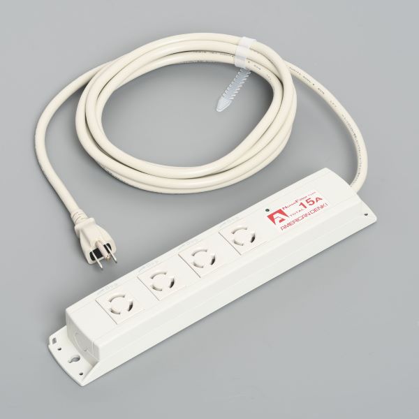 Яアメリカン電機 【KC1014NF】白色 マルチユースOAタップ 引掛形4ヶ口 コード3m 平刃形(一体成形)プラグ 125V ノイズフィルター/耐雷サージ機能付 受注生産
