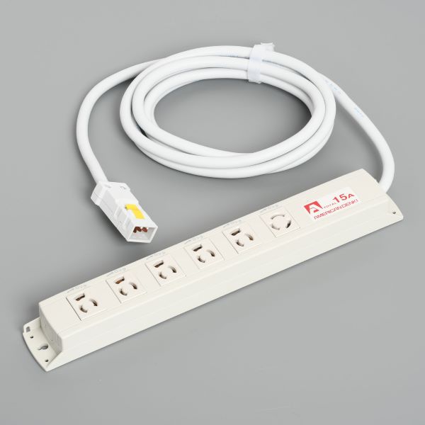 Яアメリカン電機 【KC1286】白色 マルチユースOAタップ コンビ6ヶ口 (抜止形・5ヶ/引掛形・1ヶ) コード3m ハーネスプラグ 125V