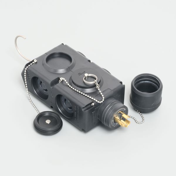 Яアメリカン電機 【3113RK】黒色 移動用分岐ボックス 引掛形4ヶ口 15A 接地形2P 125V