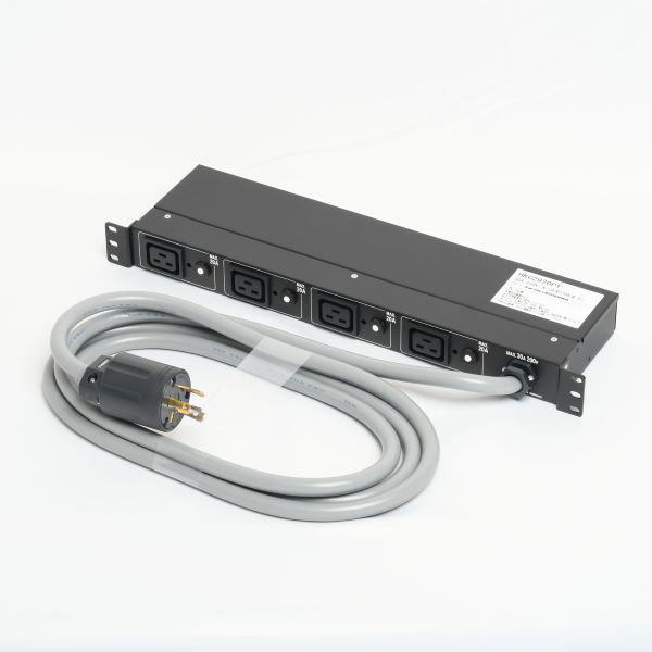 Яアメリカン電機 【HKC2920PT】黒色 1Uコンセントバー 30A入力 IEC C-19×4ヶ口 20Aサーキットプロテクター付