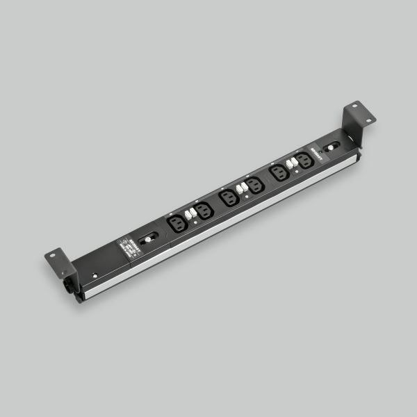 Яアメリカン電機 【HA9060LC】黒色 1Uコンセントバー 20A入力 コンパクトタイプ IEC C-13・6ヶ口 1U取付用ブラケット付 C-14プラグ ロック機能付