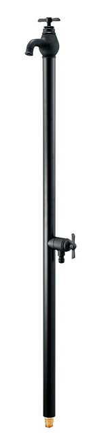 ▲竹村製造所 【S-34EWBK-1313100】水道の栓一体型考える水栓柱 アクアエレフW オール黒いこと (助けること水道の栓付) 呼び長さ1.0m〔FG〕