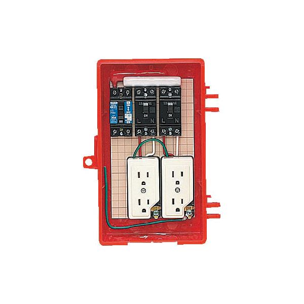 未来工業 【RB-2AT】赤色 屋外電力用仮設ボックス (漏電しゃ断器・分岐ブレーカ・コンセント内蔵) 15mA 295×195×150 受注生産