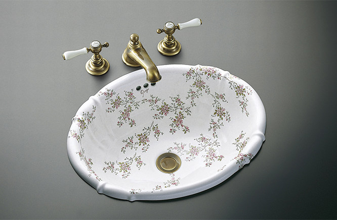 ●CERA/セラ 洗面・室内用便器【GG1101R-CR】(洗面器のみ) GIORGIO OLD AMERICA  洗面どんぶり鉢(洗面器) 桃 490×395 (旧品番 GG1101S-CR)〔EI〕