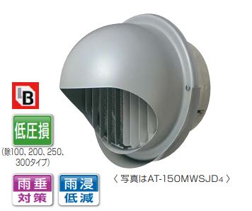 MELAT/メルコエアテック 換気部材【AT-300MWSJK6】外壁用(ステンレス製) 丸形フード ワイド水切タイプ 適用パイプφ300 縦ギャラリ・網〔HJ〕