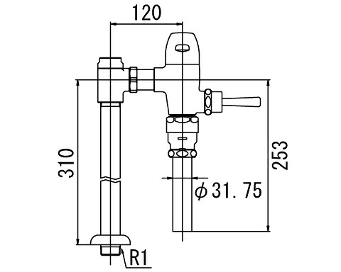 INAX/LIXIL【CF-510BU-C】フラッシュバルブ 一般用(節水形) 床給水形 中水 受注約4週〔IE〕