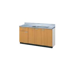 ●LIXIL/サンウェーブ 【GKW-S-150MYTLBL】ともし火オーク材 流し台(1段抽き出し) 幅67糎シンク 左自由勝手 間口150糎 セクショナルキッチン キーパー-BL続きもの 受注約3週〔GF〕